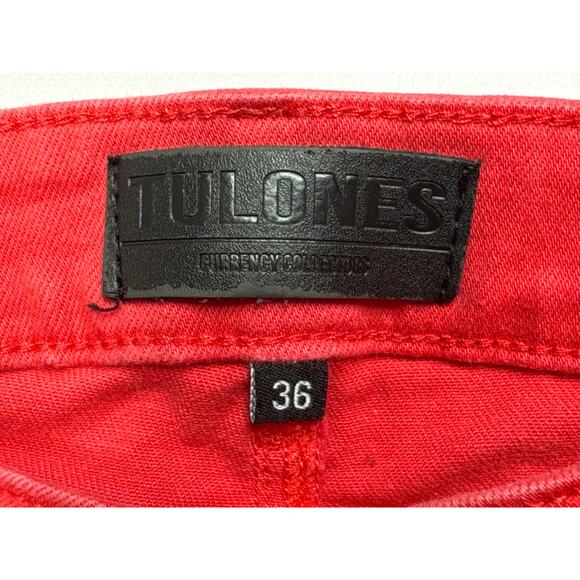 Tulones Men's Skinny Leg Cargo Red Denim Jeans - Size 36 (34x31.5) - Picture 4 of 6